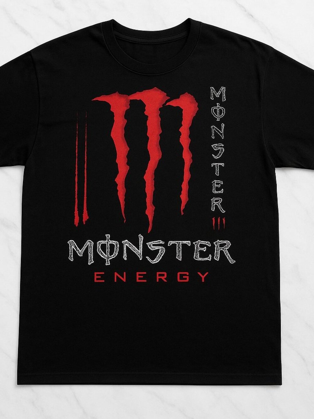 Monster Energy Black Graphic Tee | Red Claw Logo | Y2K Streetwear